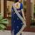 Blue net embroidered saree