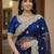Blue net embroidered saree