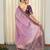 Purple silk blend printed saree