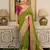 olive silk blend saree with printed zari border work