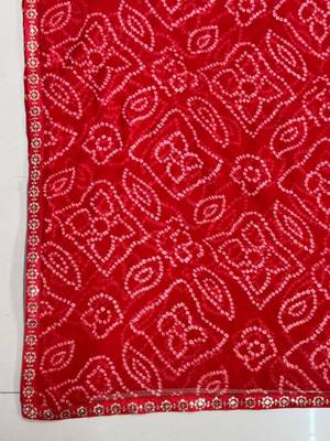 red georgette saree with tie dye print work 2
