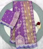 Purple silk blend hand woven