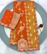 Orange silk blend hand woven