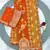 orange silk blend saree with zari weaving work