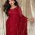 Red georgette sequin saree with blouse