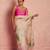White soft tabby organza flower print with handwork saree with unstitched blouse