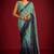 Green and blue georgette saree