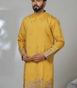 Aesthetic yellow kurta for men | premium designer ethnic wear