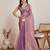 lilac satin chiffon saree with heavy embroidered border


