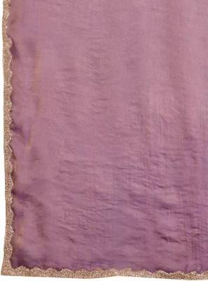 lilac satin chiffon saree with heavy embroidered border


 5