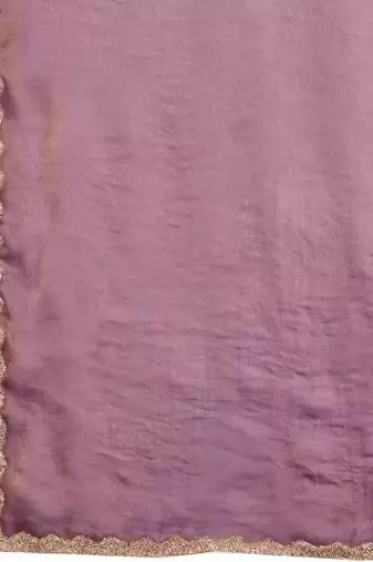 lilac satin chiffon saree with heavy embroidered border

