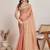 peach chiffon saree with hand embroidered lace border