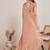peach chiffon saree with hand embroidered lace border