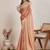 peach chiffon saree with hand embroidered lace border