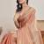 peach chiffon saree with hand embroidered lace border