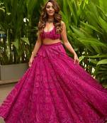 Pink Embroidery Silk Lehenga Choli Set