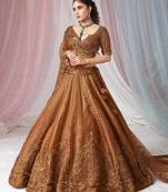 Gold Satin Sequins & Dori Work Lehenga
