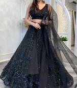 Black Slay in Style Elegant Net Lehenga Set for Special Occasions