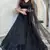  black net a-line lehenga set with sequins dori work