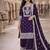 Dark purple silkblend embroidered sharara set