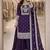 Dark purple silkblend embroidered sharara set