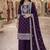 Dark purple silkblend embroidered sharara set