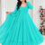 Sky Blue Georgette Gown Set with Beaded Neckline