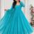 Dark sky blue georgette plain gown set