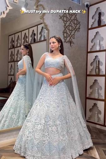 Elegent Sequence Embroidered Net Lehenga with Blouse