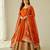 Orange silkblend embroidered gown set