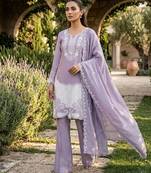 Lavender silkblend embroidered kurta set