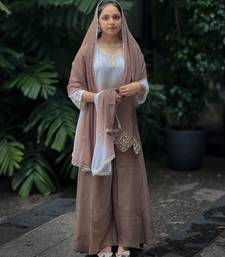 Light chocolate georgette embroidered palazzo set