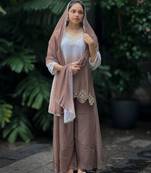 Light chocolate georgette embroidered palazzo set