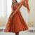 Dark orange silkblend embroidered gown set