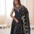 Black silkblend embroidered gown set