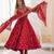 Red silkblend embroidered gown set