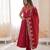 Red silkblend embroidered gown set