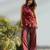 Maroon rayon printed kurta set