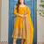 Yellow silkblend embroidered kurta set