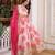 Pink silkblend printed gown set