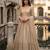 Beige silkblend embroidered gown set