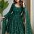 Green silkblend embroidered gown set