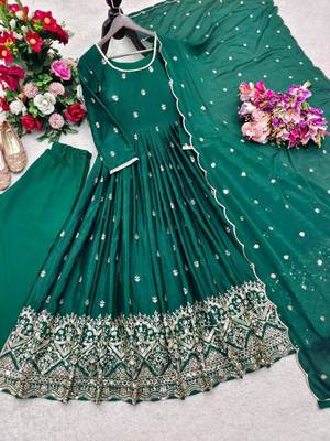 green silk blend embroidered plus size anarkali set 4