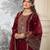 Maroon silkblend embroidered sharara set