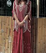 Maroon georgette embroidered sharara set