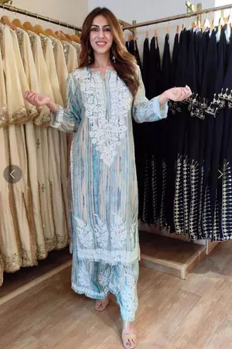 Multicolor rayon embroidered kurta set