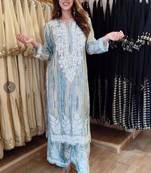 Multicolor rayon embroidered kurta set