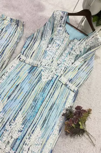 pastel multicolor rayon embroidered plus size kurta set
