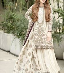 Off white georgette embroidered sharara set