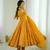 Yellow georgette embroidered gown set